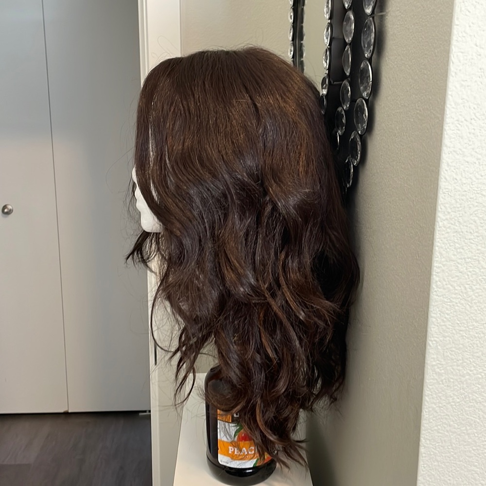 Brown loose curls highlights lacefront wig 2019